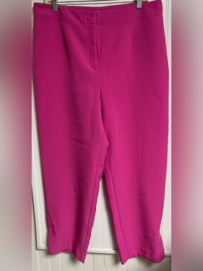 Ann Taylor Loft Outlet High Rise Straight Magenta Hot Pink Pants Size 14 Career